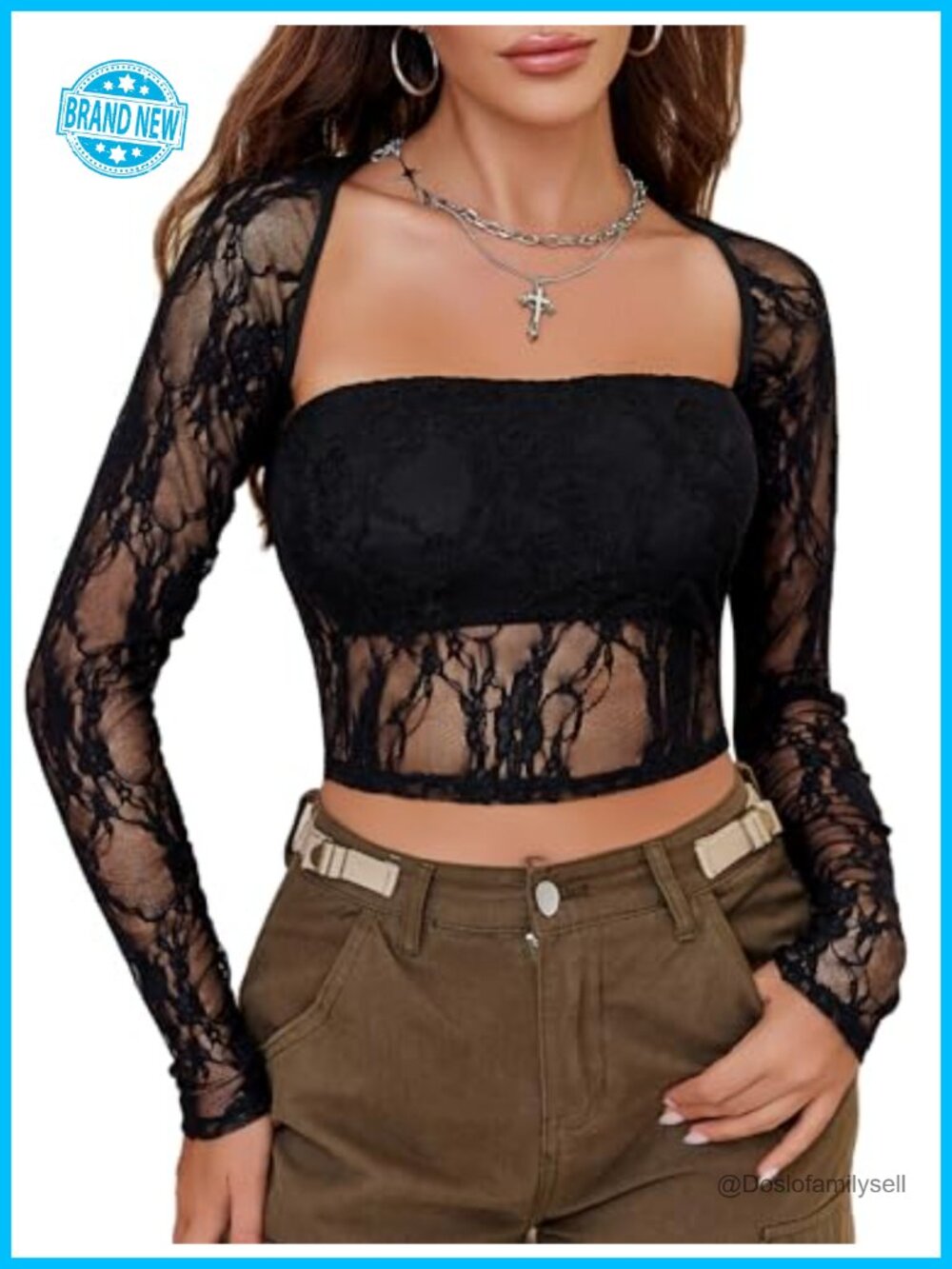 Mesh Sheer Floral Lace 2-Piece Long Sleeve Shrug & Tube Top Set